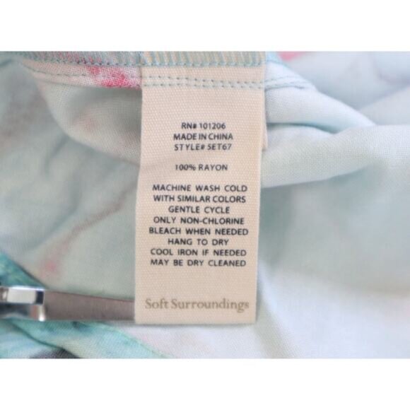 Soft Surroundings Size 2X Waterfront Shirt Dress Maxi Abstract Teal - Picture 10 of 10